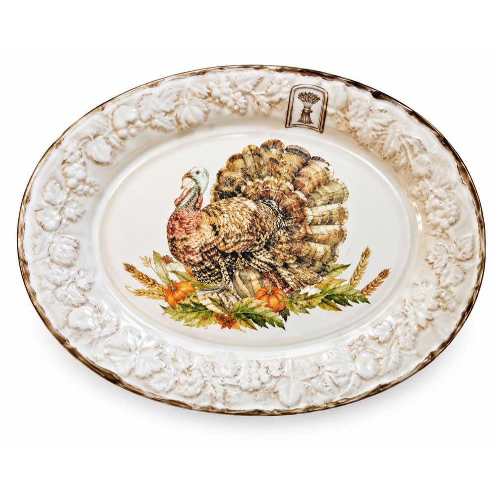 Rachel Ashwell Tom Turkey Platter Serving Melamine Oval Fall Thanksgiving 18x14